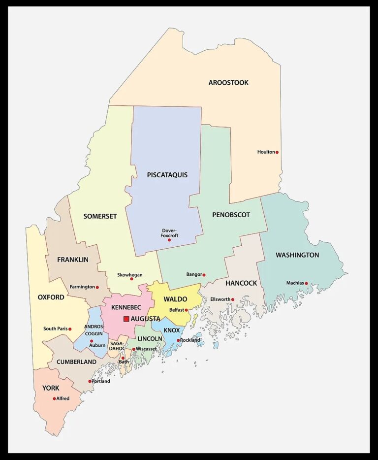 Maine County Map County Map With Cities