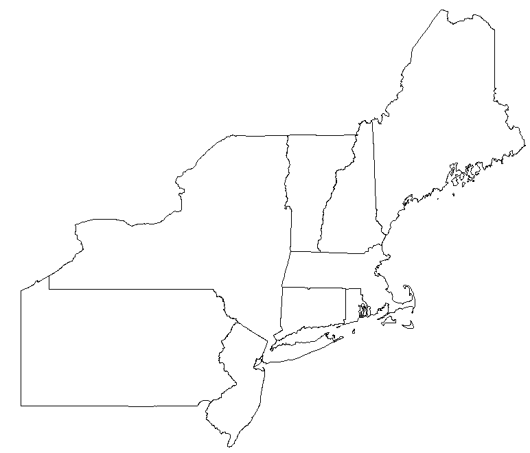 Blank Map of Northeast United States