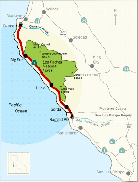 Highway 1 California Map