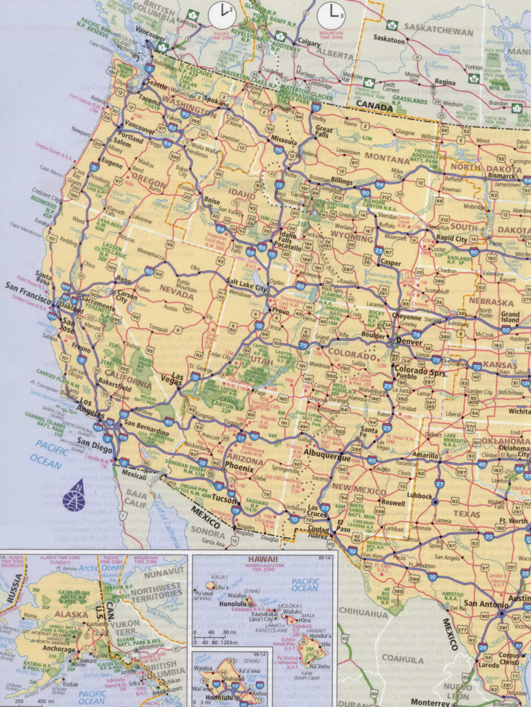Highway Map of Western United States