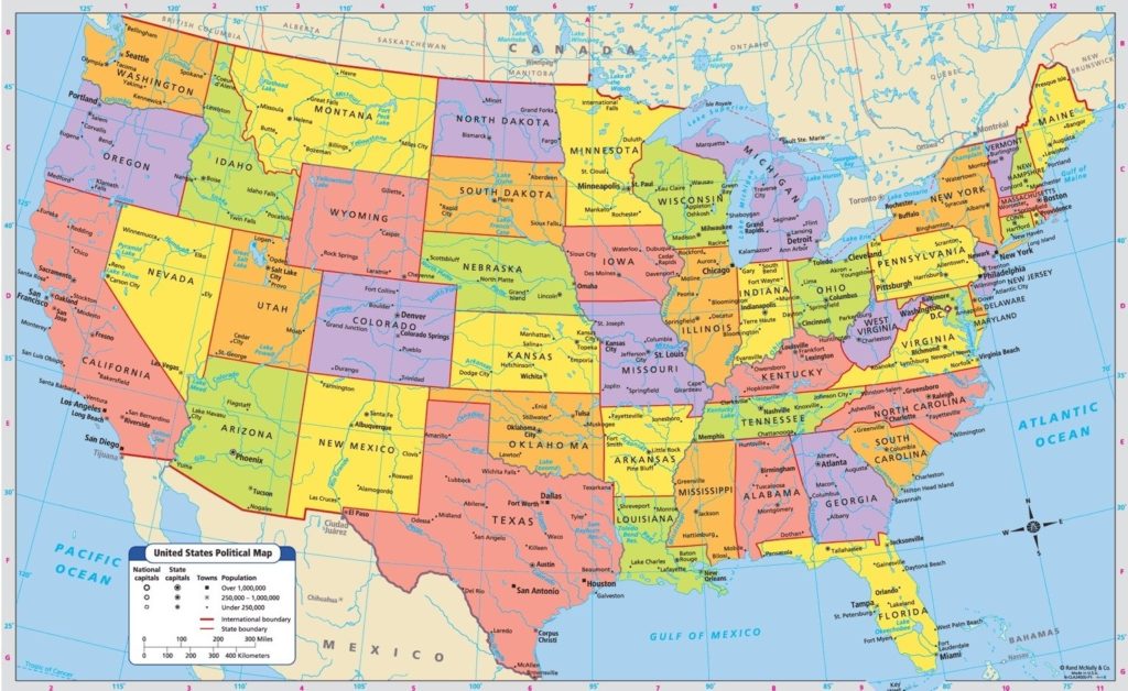 Usa Map With States And Cities Free Printable Map Of The United States