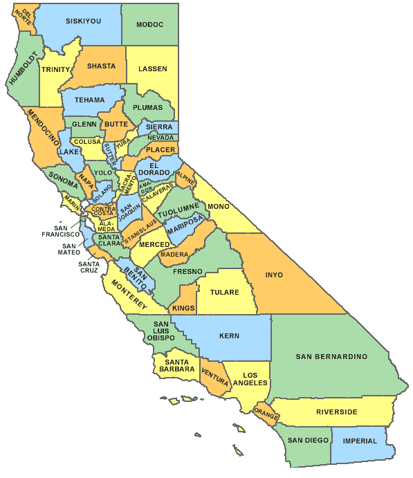 Printable map of california