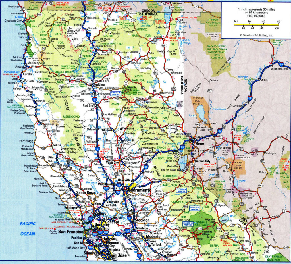 Road Map of Northern California