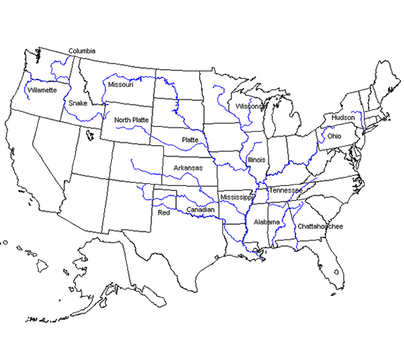 U.S River System Map