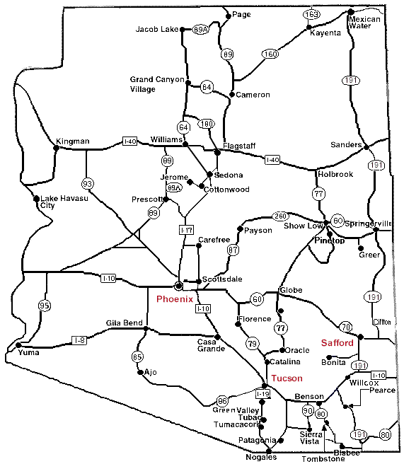 arizona black and white road maps