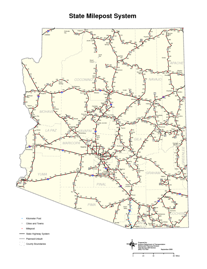 arizona highway mile marker map