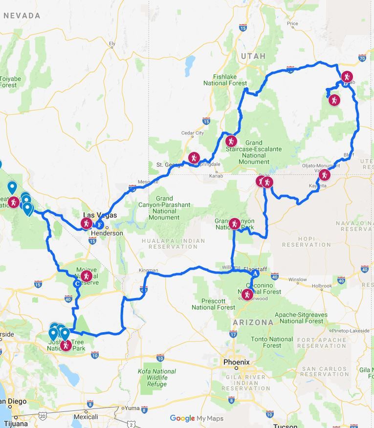 arizona road trip maps
