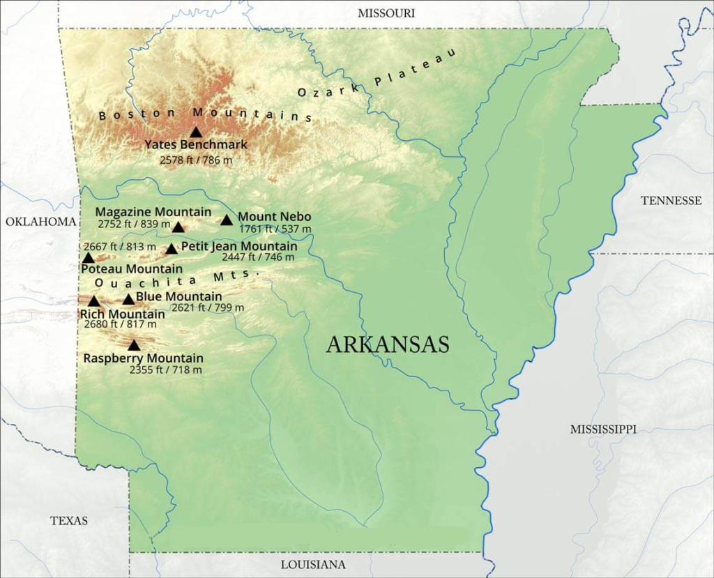 arkansas mountains map
