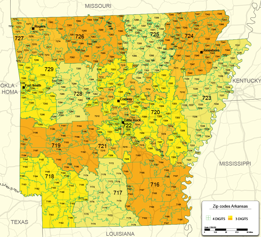 Arkansas Zip Code Map