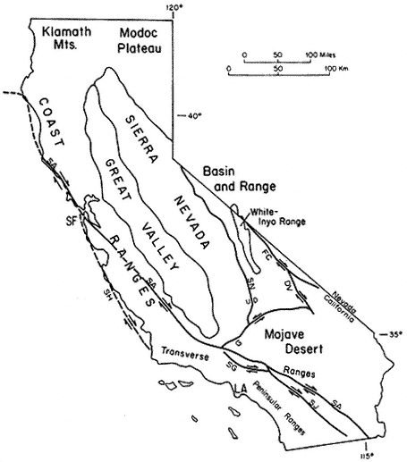 Sierra Mountain Range on Black and White U.S Map