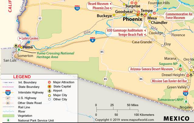 map of southern arizona