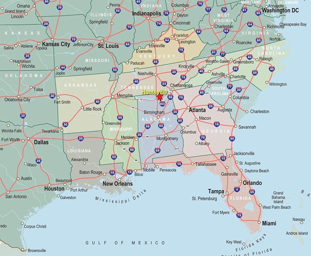 southeast united states printable map