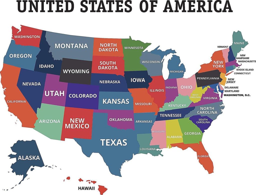 Printable U.S State Map