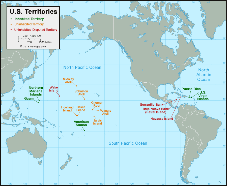U.S Territory Map on World Map