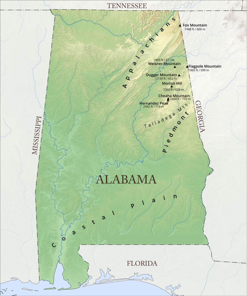 alabama mountains map