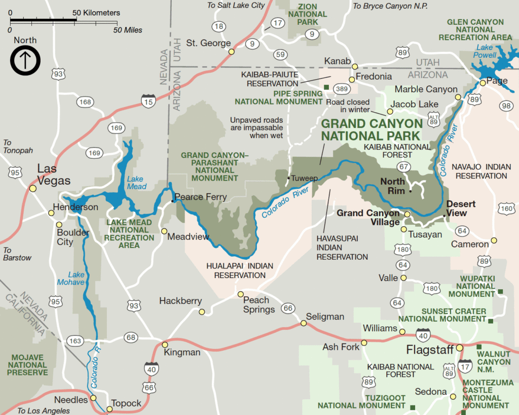 colorado river grand canyon map
