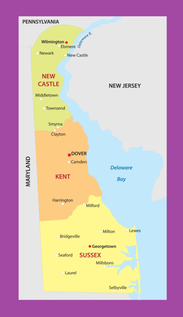 delaware map with cities