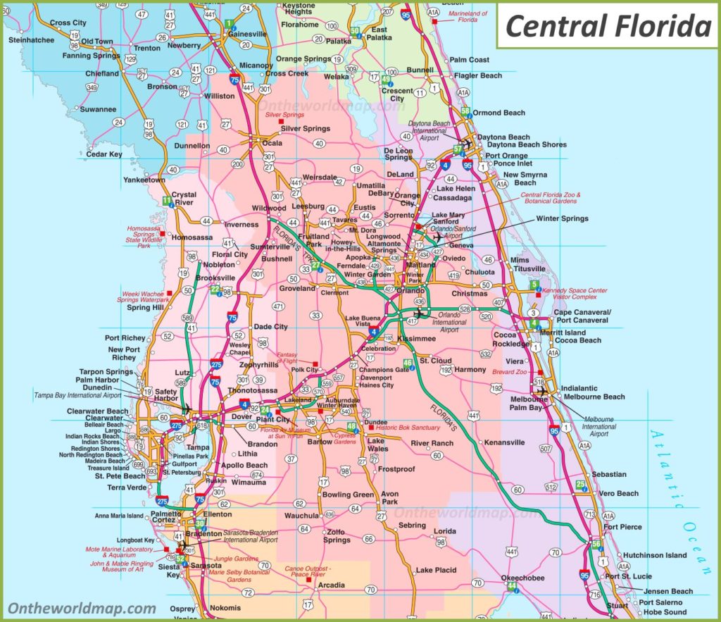 road map of central florida