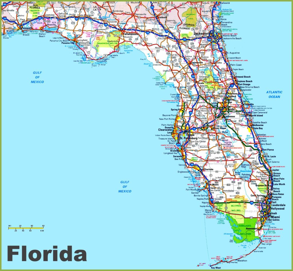 Road Map Of Florida 1024x947 