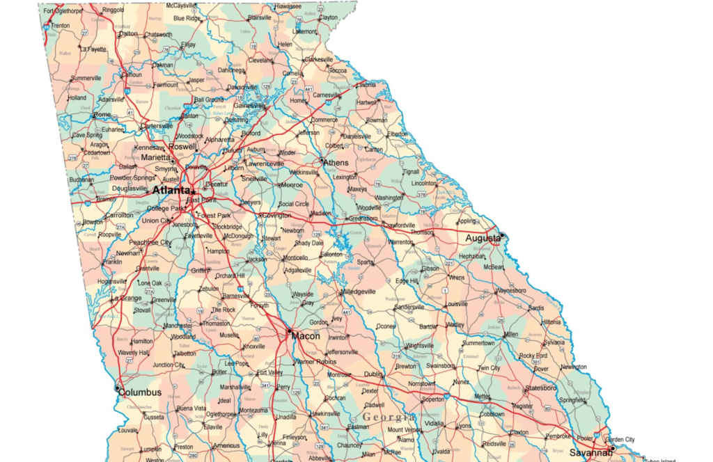 road map of north georgia