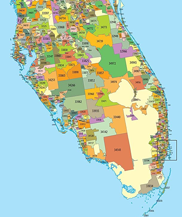 south florida zip code map