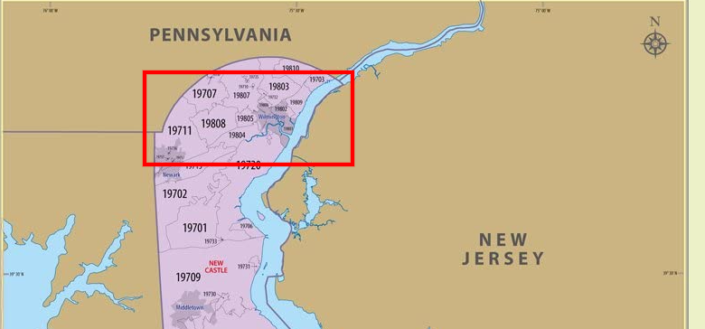 Free Delaware Zip Code Maps