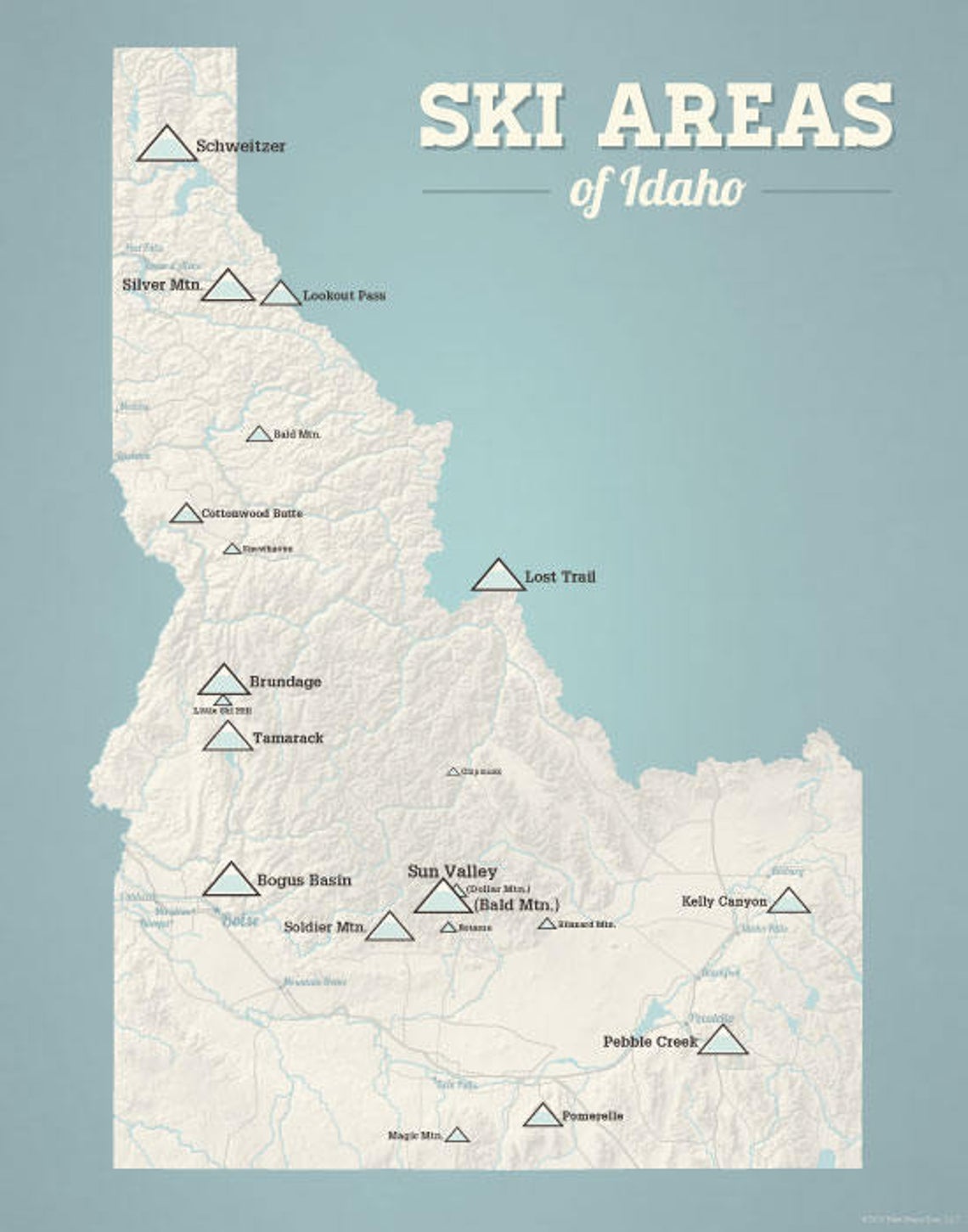 Free Printable Idaho Mountains Map   Idaho Skiing Map 