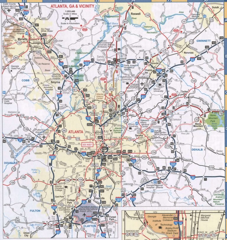 Free & Printable Atlanta Road and Highway Maps