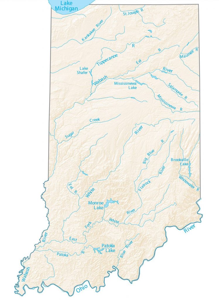 Indiana Rivers & Lakes Map