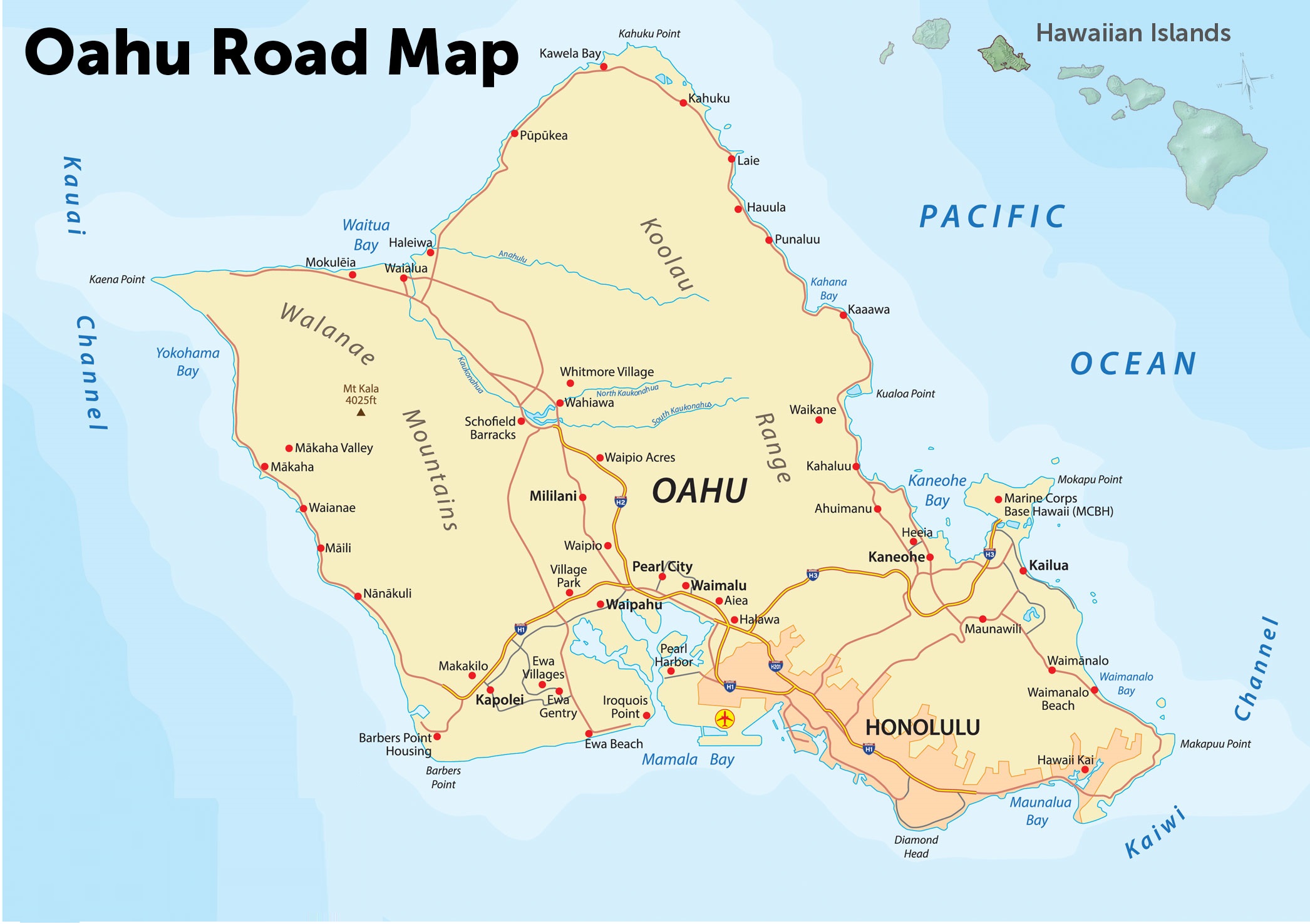Road Map Of Oahu Hawaii