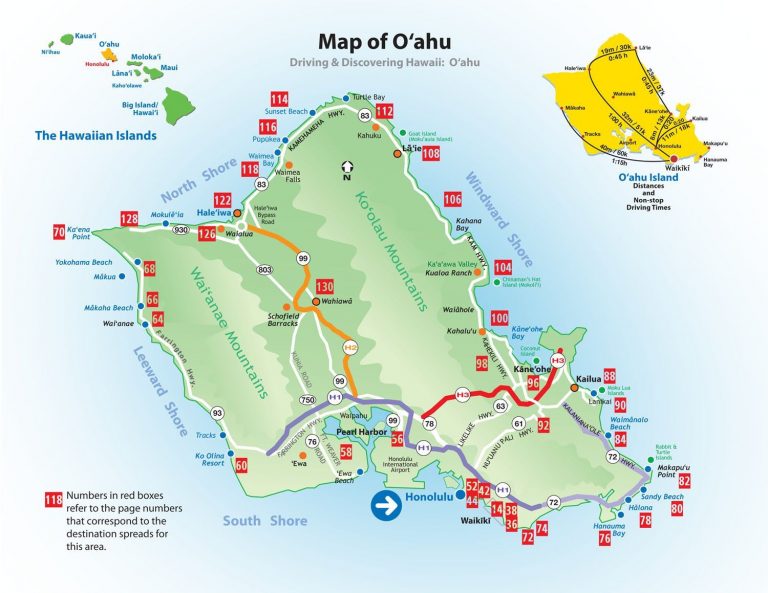 Free Printable Oahu (Hawaii) Road & Highway Map