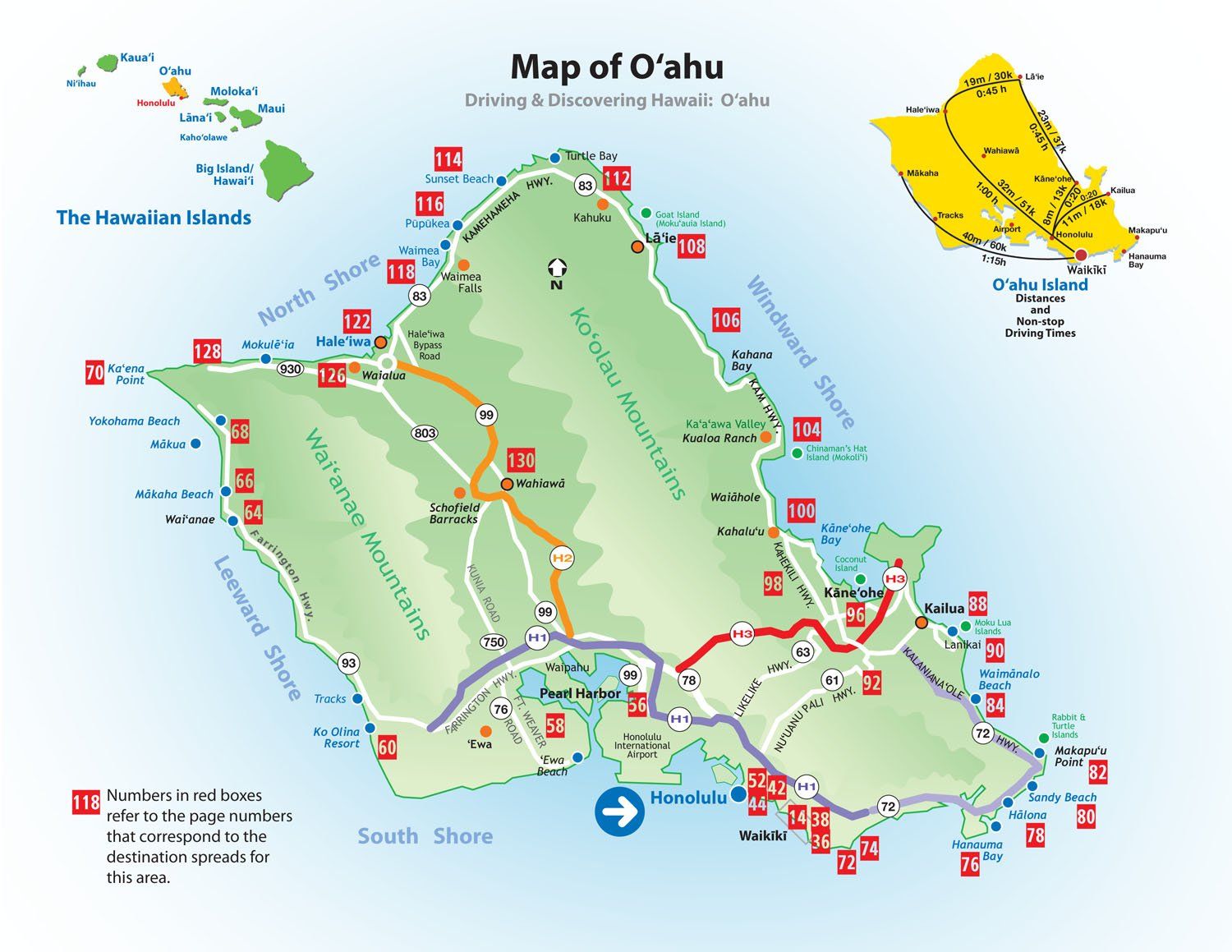 Free Printable Oahu Hawaii Road Highway Map