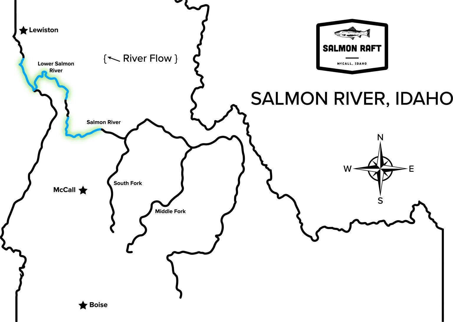 Free Printable Idaho ID Rivers Map   Salmon River Idaho Map 1536x1091 