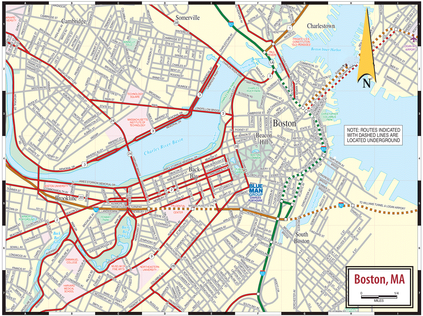 Boston, Massachusetts Road and Highway Map