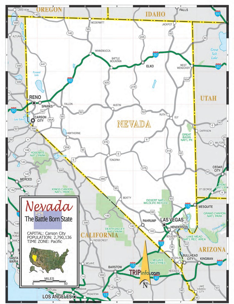 Printable Road Map Of Nevada