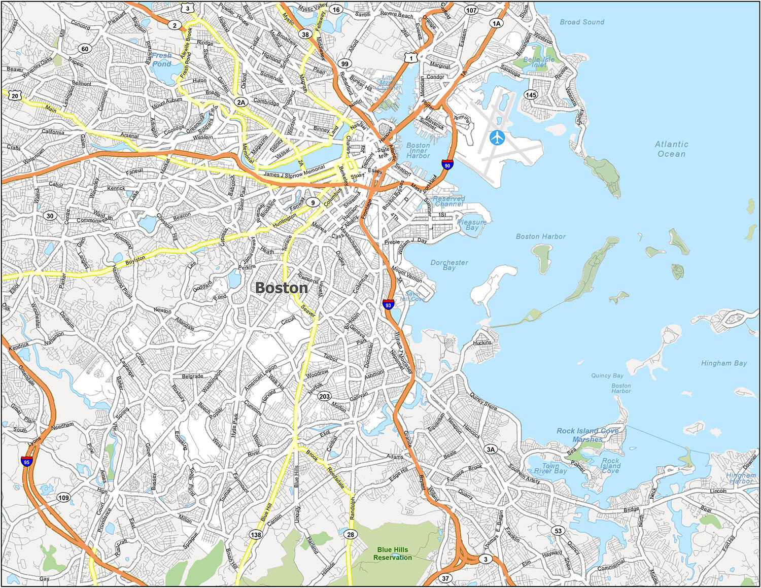 Boston Massachusetts Road And Highway Map