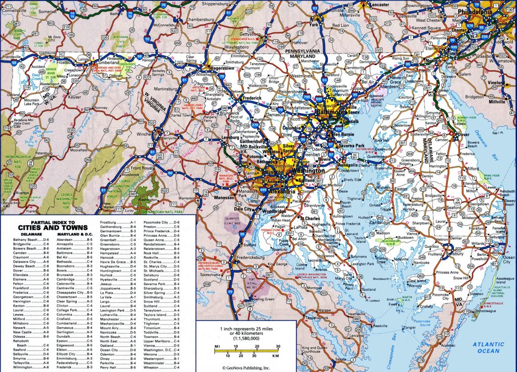 Maryland Md Road And Highway Map Free And Printable 9621