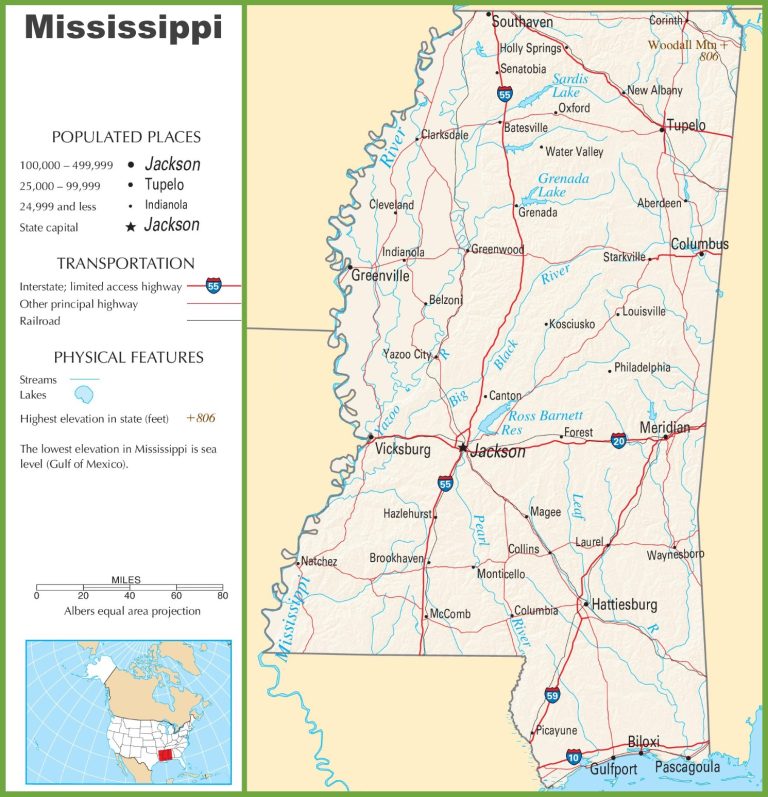 Mississippi Road Map and Highway Map (Free & Printable)