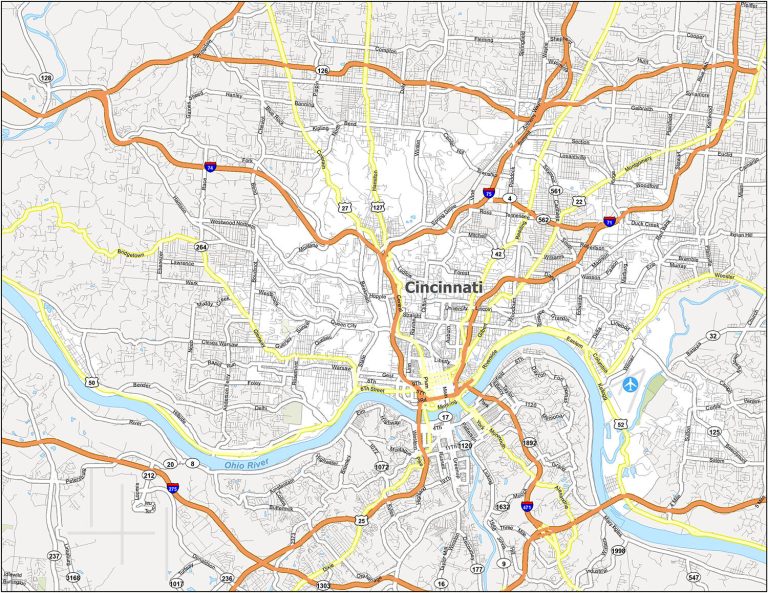 Cincinnati (Ohio) Road & Highway Map - Free