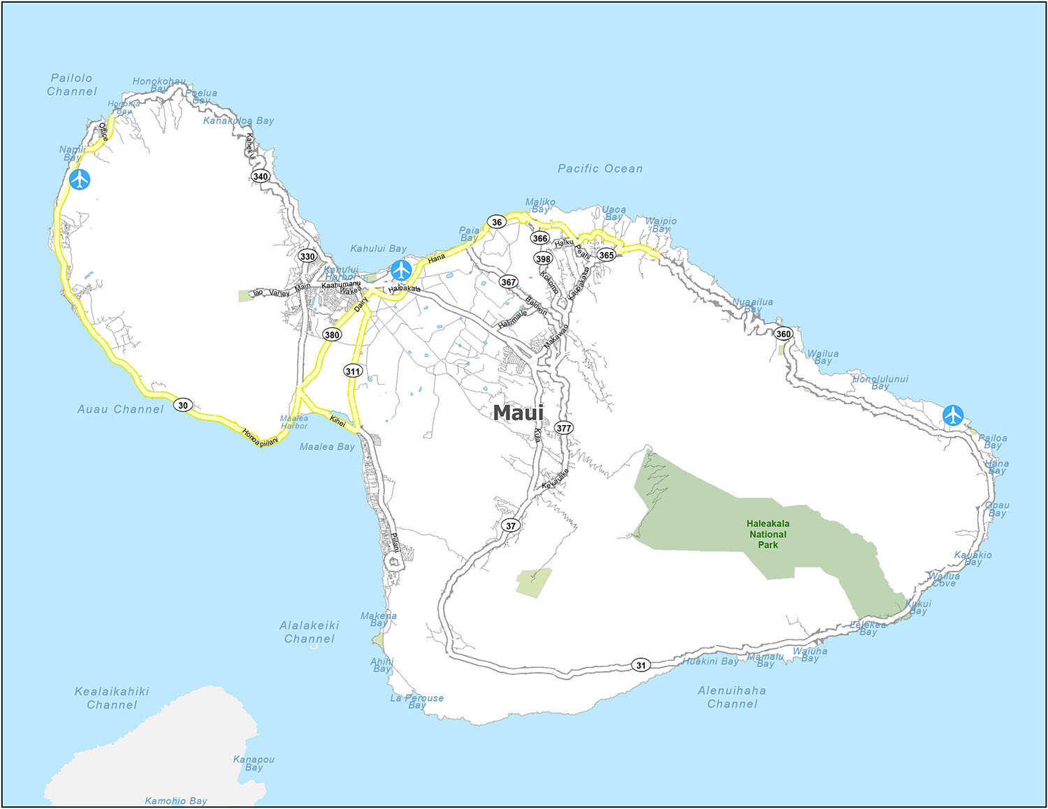 Maui (Hawaii) Road & Highway Map
