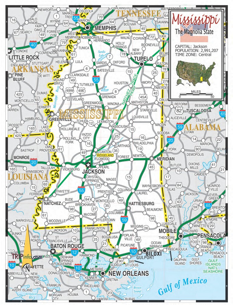 Mississippi Highway Map Printable