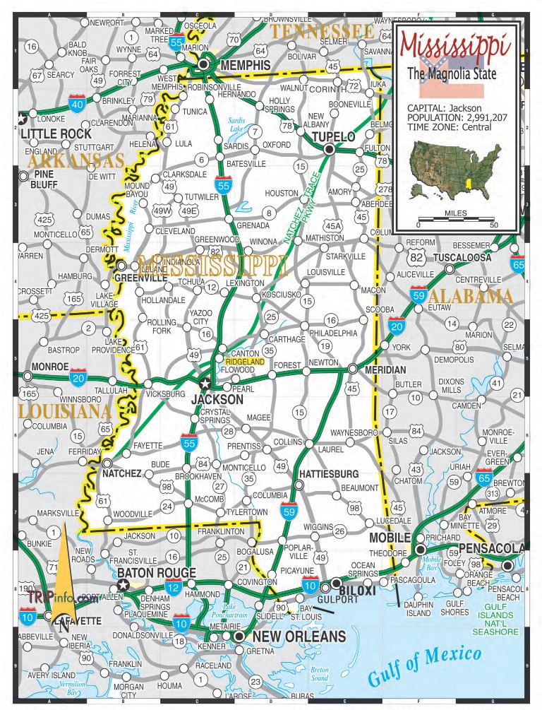 Mississippi Highway Map Printable   Preview Mississippi Road Map 