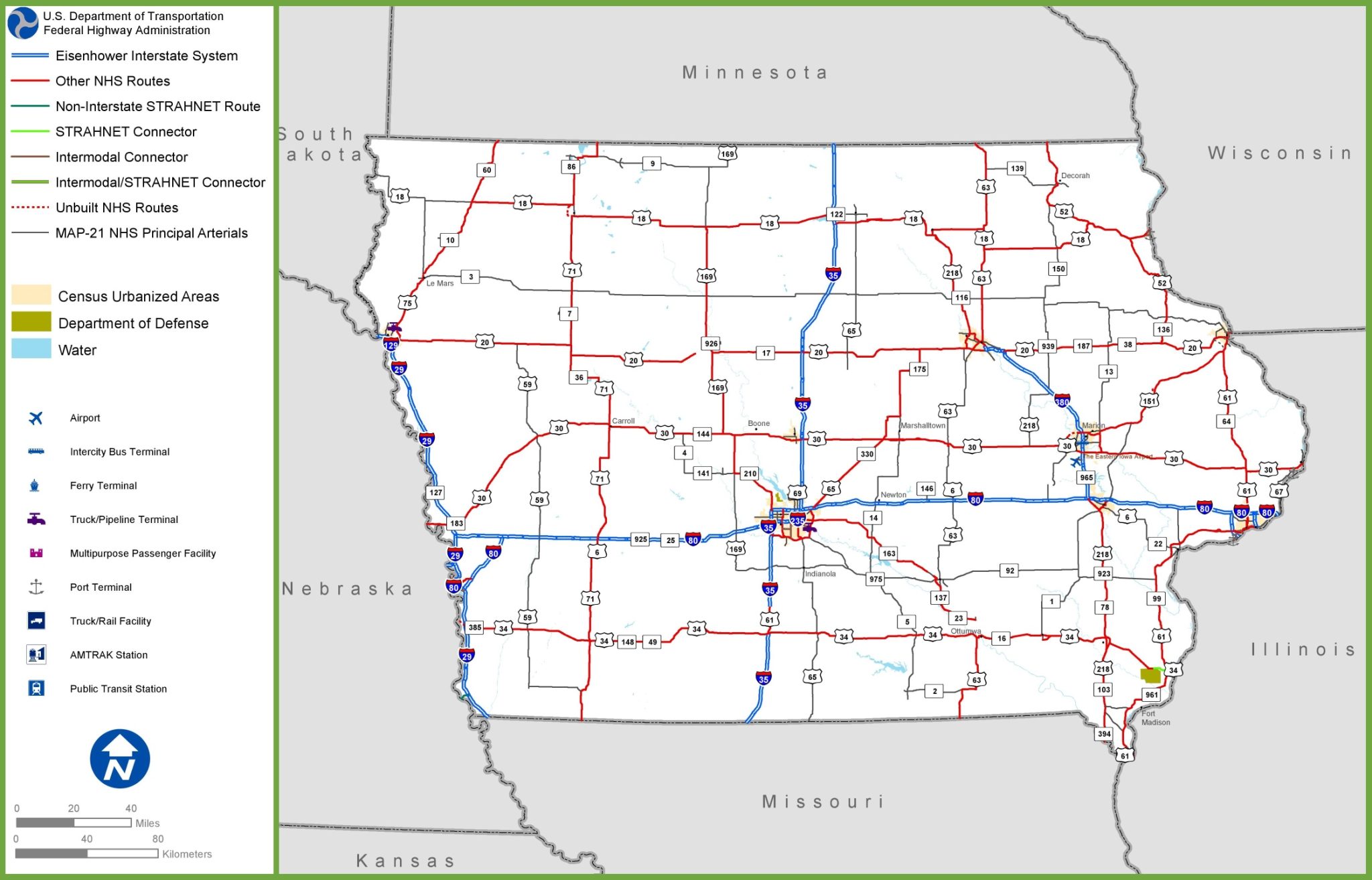 Iowa Ia Road And Highway Map Free And Printable 2392