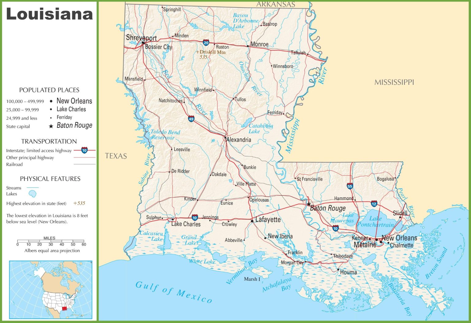 Louisiana (LA) Road & Highway Map (Free)