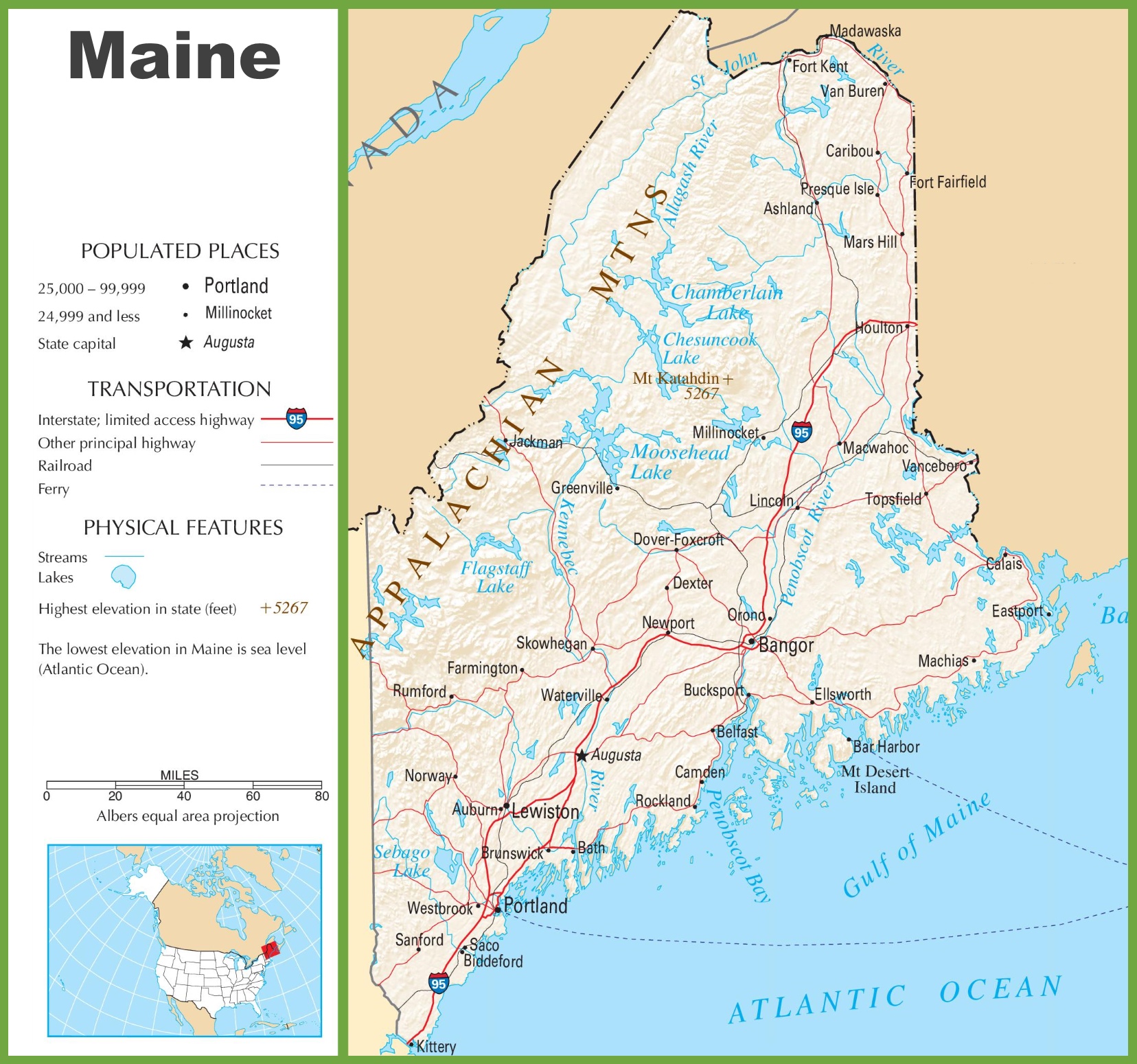 Maine ME Road And Highway Map