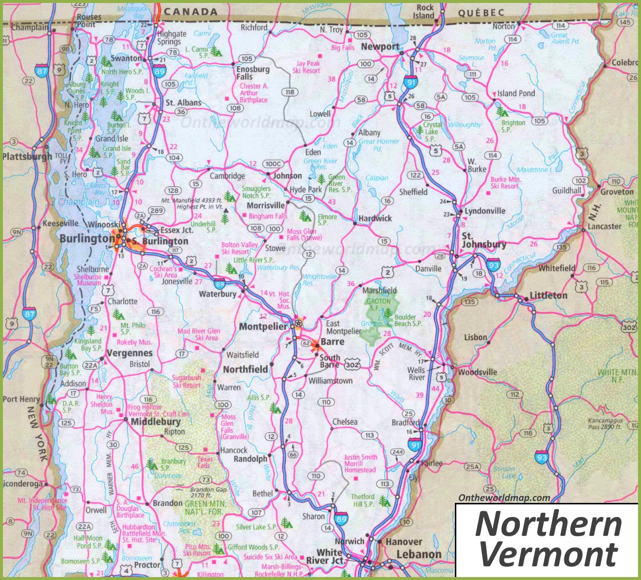 Vermont Vt Road And Highway Map