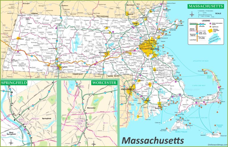 Massachusetts Ma Road And Highway Map Free Printable