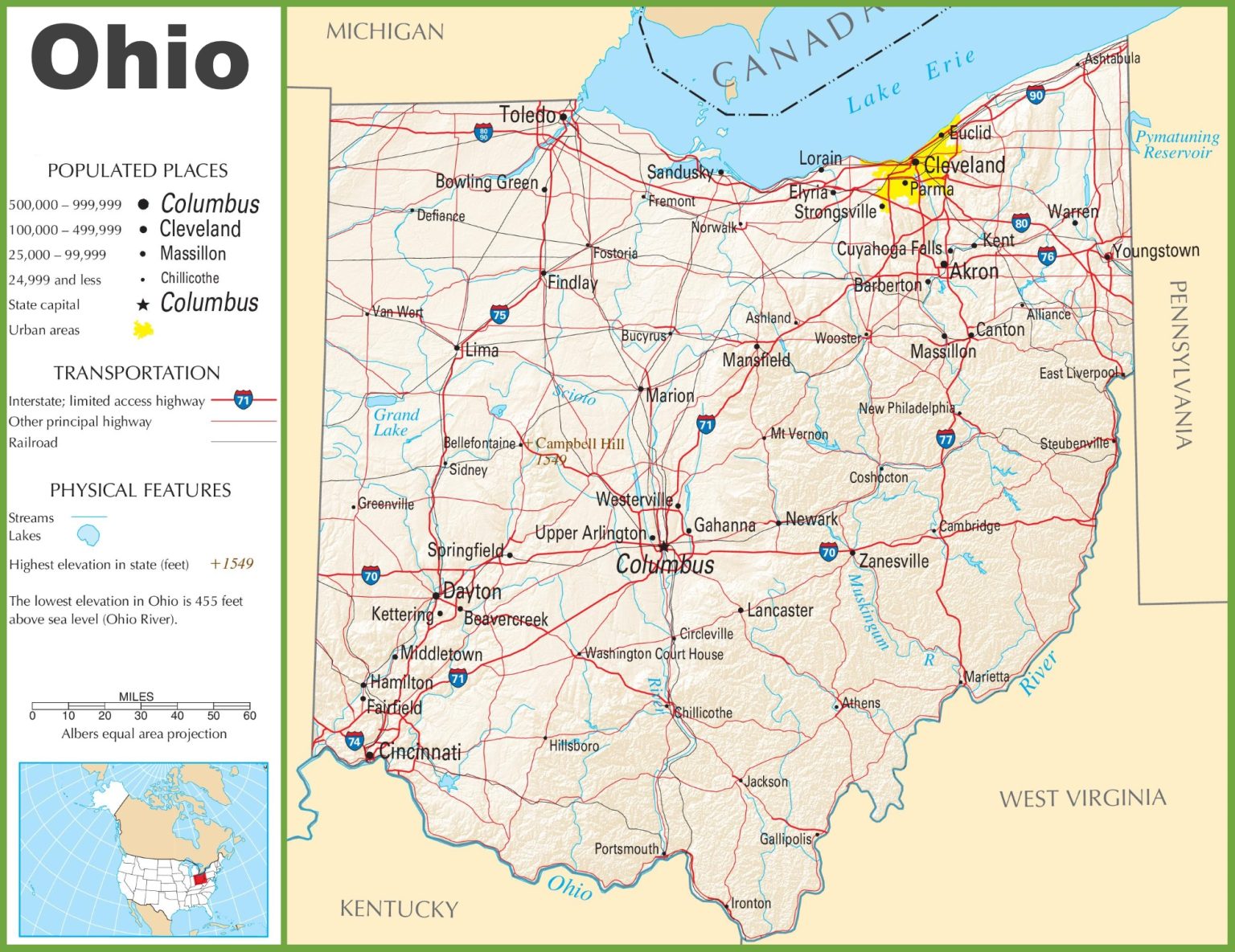 Ohio Road And Highway Map Free And Printable 6749