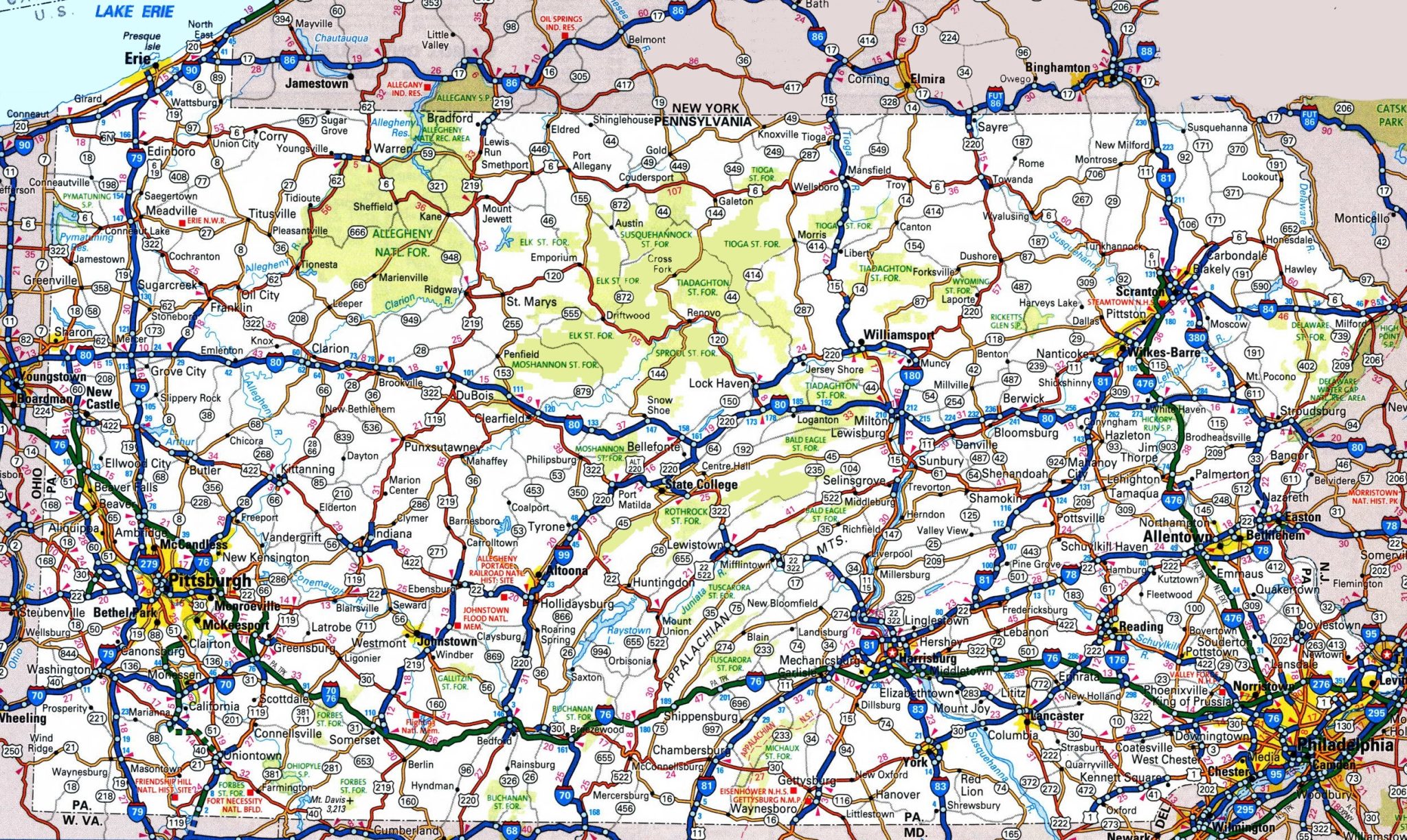 Pennsylvania Pa Road And Highway Map