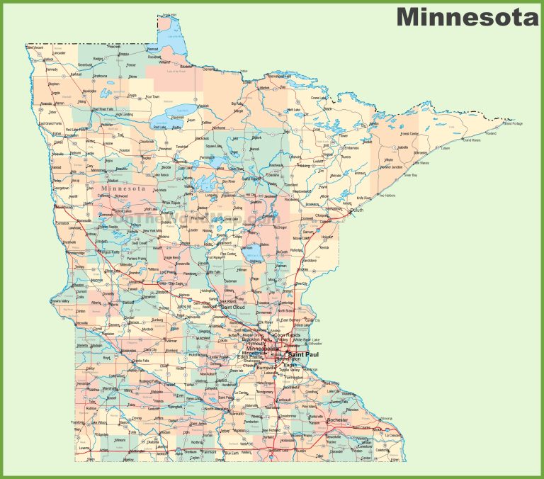 Minnesota (MN) Road & Highway Map (Printable)